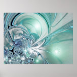 Abstract Art Poster Two Toned Blue Glass