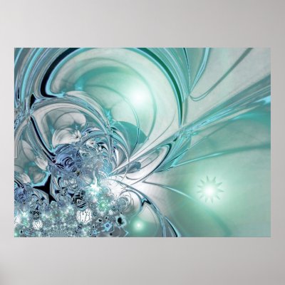 Abstract Art Poster Two Toned Blue Glass by Darling_Gifts