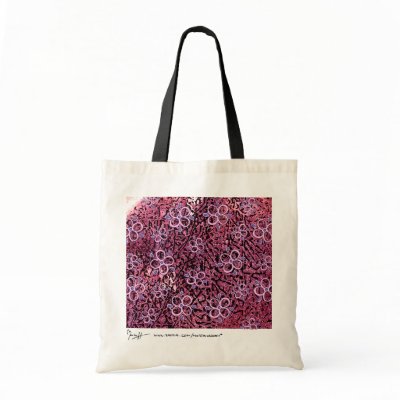 Abstract Art with Flowers Bag - Burgundy Pink by martaharvey