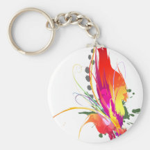 Abstract Bird of Paradise Paint Splatters Keychains