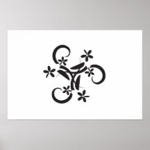 Abstract black floral design print