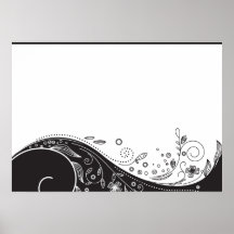 Abstract black floral valentine gift print