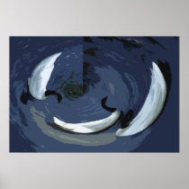 ABSTRACT BLACK NECKED SWANS POSTERS