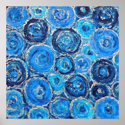 Abstract Blue and Silver Circles Poster by INTHEPRESENT