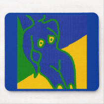 Abstract blue patchwork nude- mouse mat
