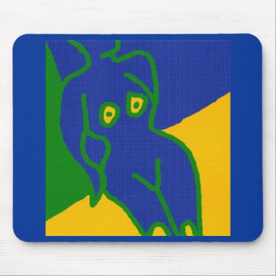Abstract blue patchwork nude- mouse mat by sand625