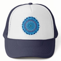Abstract Blue Swirls Mesh Hats