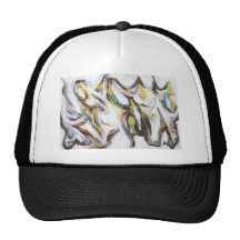 Abstract Bullfight (abstract animal painting) Mesh Hats