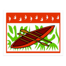 Abstract Canoe Christmas Postcard