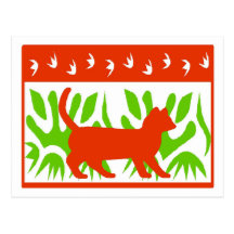 Abstract Cat Christmas Postcards