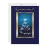 Abstract Christmas Tree glowing blue invitations