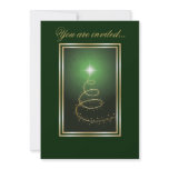 Abstract Christmas Tree glowing green invitations