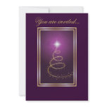 Abstract Christmas Tree glowing purple invitations