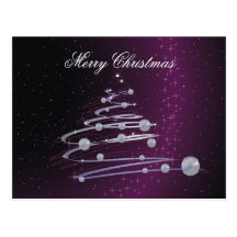 Abstract Christmas Tree On Purple Postcard