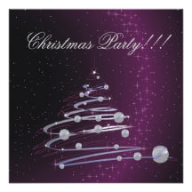 Abstract Christmas Tree Purple Party  Invitation