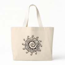 Abstract circles and flowers canvas bag