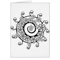 Abstract circles and flowers greeting card