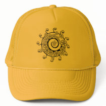 Abstract circles and flowers trucker hat