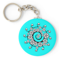 Abstract circles and flowers key chains