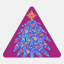 Abstract Colorful Blue Christmas Tree Stickers