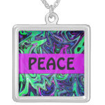 Abstract Colour Frenzy Peace Necklace Pink