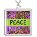 Abstract Colour Frenzy Peace Necklace Pink