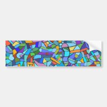 Abstract Colourful Blue Mosaic Pattern Bumper Sticker