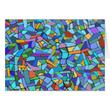 Abstract Colourful Blue Mosaic Pattern Card