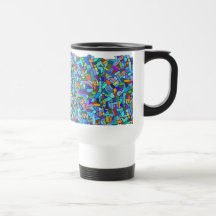 Abstract Colourful Blue Mosaic Pattern Coffee Mugs