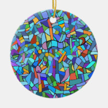 Abstract Colourful Blue Mosaic Pattern Christmas Ornament
