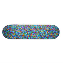 Abstract Colourful Blue Mosaic Pattern Skateboard Deck