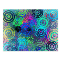 Abstract Colourful Rings Postcard