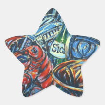 Abstract colours star stickers