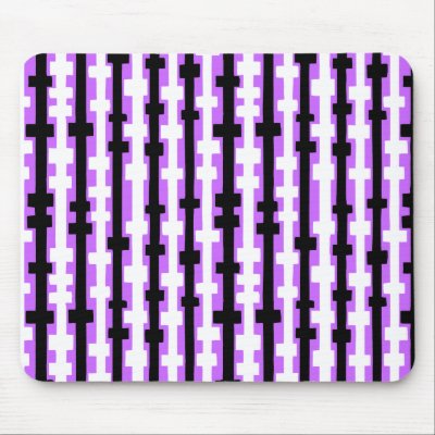 Abstract Columns - Black and White on Purple Mouse Pad by artberry