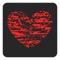 Abstract Crackle Heart Square Sticker