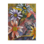 abstract daisy flowers watercolor painting art postcards