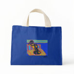 Abstract digital art, leaning nude, bag