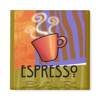 Abstract: "Espresso Bar" by Cheryl Daniels Fridge Magnets by MagnetCity