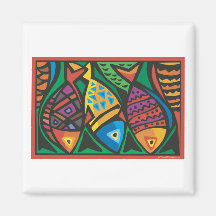 Abstract Fish Art Design Refrigerator Magnets