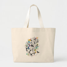 abstract floral design canvas bags