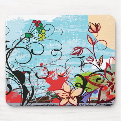 Abstract Floral Grunge Mousepads by stationeryshop