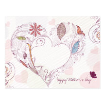 Abstract floral heart happy mother's day postcard