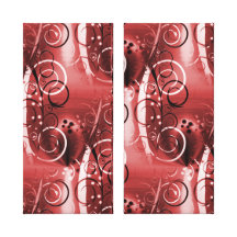Abstract Floral Swirl Vines Red Girly Gifts Stretched Canvas Print