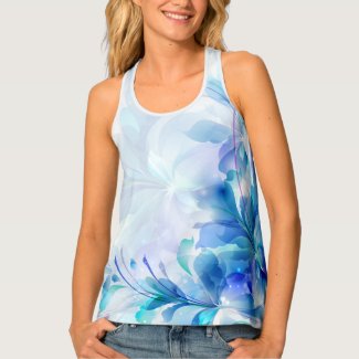 Abstract Flowers In Blue And Light Blue Colors Tank Top