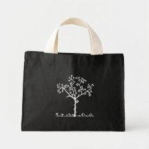 Abstract Geometric White Winter Tree Bag