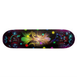 Abstract Glowing Balls Leaves Swirls Skateboard