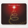 Abstract Golden Christmas Tree on Glowing Red Mousepad