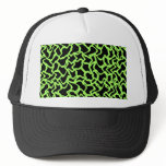 Abstract Graphic Pattern Black and Lime Green. hats