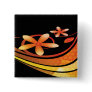 Abstract Green and Orange Flowers on Black Pinback Buttons