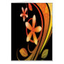 Abstract Green and Orange Flowers on Black Cards